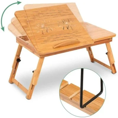 Bamboo Laptop Table With Drawer